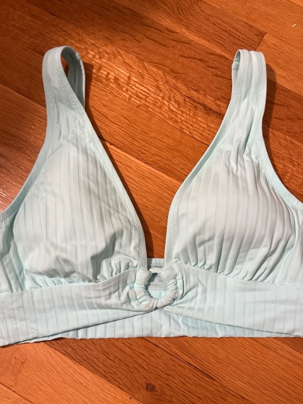 aerie Light Blue Ring-Front Bikini Top